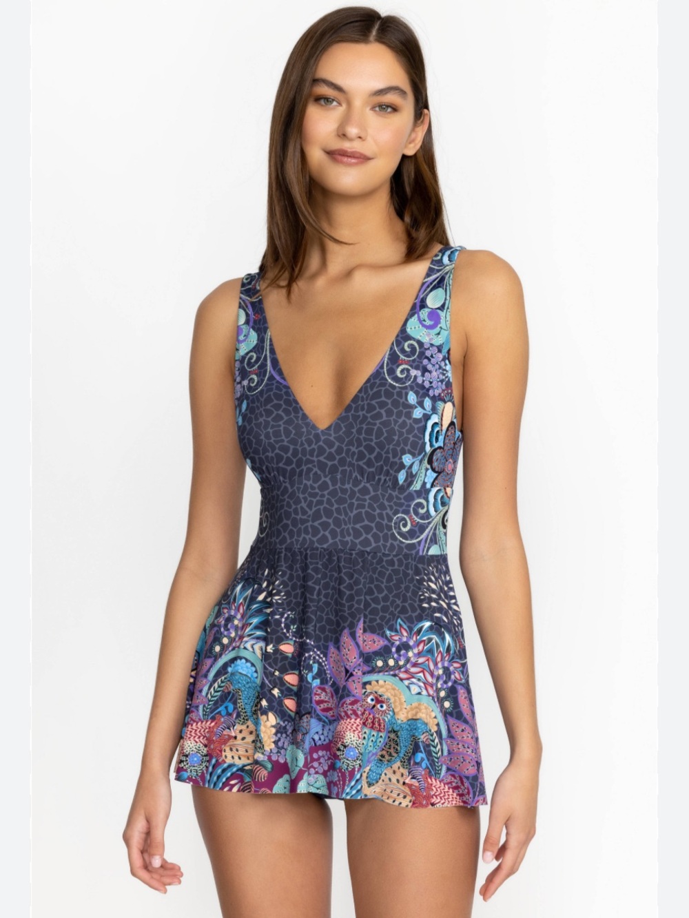 Johnny Was Sea Owl Skirted One-Piece Swimsuit Boho - Picture 2 of 14